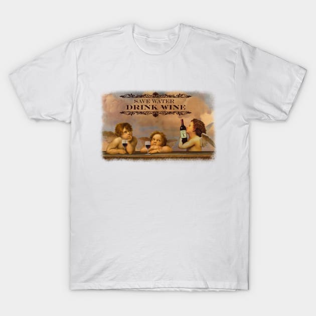 Cherubs Funny Wine - Renaissance T-Shirt by Nirvanax Studio